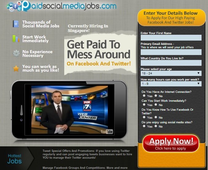 Paid Social Media Jobs Review - Sales Page