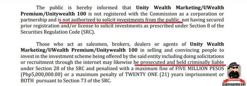 Unity Wealth Scam SEC Warning
