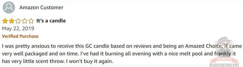 Gold Canyon Candles Bad Review By User