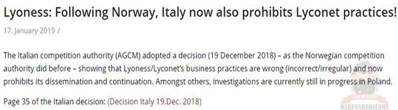 Italy Bans Lyoness