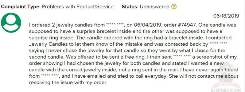 Jewelry Candles Scams Customers
