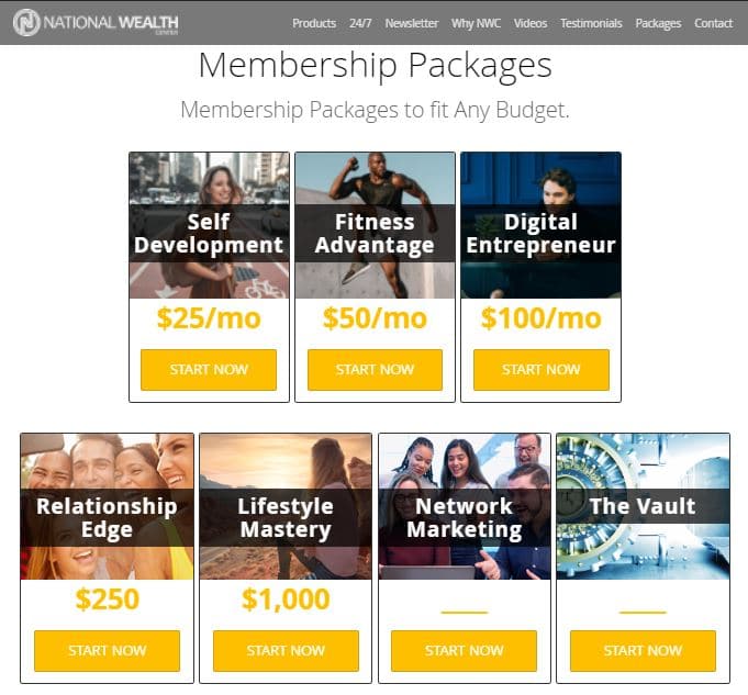 National Wealth Center Membership packages