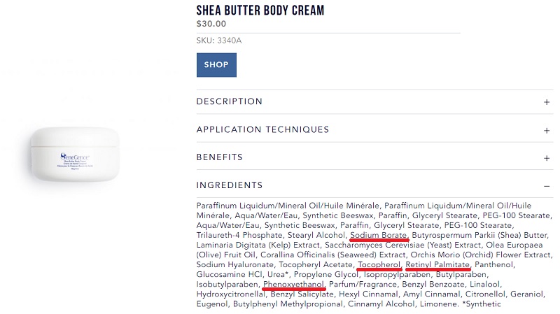 Shea Butter Body Cream Ingredients